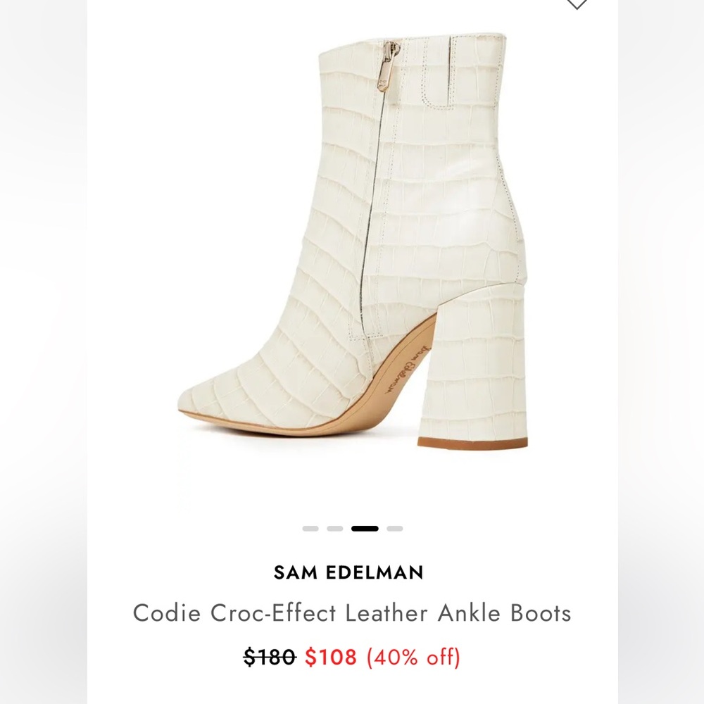 Sam Edelman Code Croc Effect Off White Booties - image 3